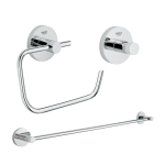 Grohe Essentials Accessoireset 3-delig - handdoekhouder - handdoekhaak - toiletrolhouder zonder klep - chroom SW529085
