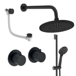 Crosswater Module Regendoucheset inbouw - 2 hendels - badafvoer - 30cm douchekop - handdouche - glijstang - wandarm - mat zwart SW1472438