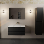 Mondiaz AIVY Ensemble de meuble - 100x45x50cm - 0 trous de robinet - 1 vasque talc Solid surface - Centre - 2 tiroirs - avec miroir - MDF Urban SW892303