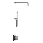 Hotbath Archie IBS30A Ensemble de douche encastré - pomme de douche ronde - 2 fonctions - pomme de douche 20 cm - douchette barre - inox SW299131