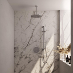 BRAUER Chrome Edition douche de pluie encastrée thermostatique - 3 voies - ronde - set 90 - pomme de douche 30 cm - bras de plafond - douchette barre - flexible de douche - barre de douche intégrée - chrome SW1158991