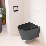 Mondiaz LAVIE hangtoilet – spoelrandloos – 36 x 53 cm – met softclose zitting – Dark grey (grijs), zitting Urban (zwart) SW1208740