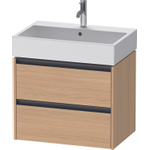 Duravit Ketho 2 meuble sous-lavabo avec 2 tiroirs 68.4x46x54.9cm avec poignées chêne naturel mat anthracite SW772249