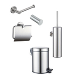 Fortifura Calvi Toiletset 5-delig - toiletrolhouder - reserverolhouder - toiletborstelhouder - handdoekhaak - pedaalemmer - Geborsteld RVS PVD SW1443514