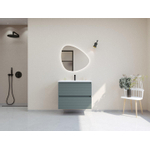 HR badmeubelen Infinity XXL 3D Ensemble meuble de salle de bains - 80 cm - 1 lavabo en céramique gala blanc - 1 trou de robinet - 2 tiroirs - mat pétrole SW863456