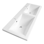 BRAUER Bari lavabo pour meuble 120cm 2 lavabos 2 trous pierre naturelle noir blanc SW24931