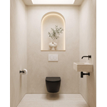 QeramiQ Dely Pack WC - réservoir encastré Geberit UP320 Burda - plaque de déclenchement blanche - abattant WC softclose 35 mm - noir mat SW1235434