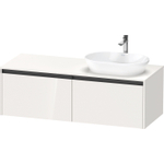 Duravit ketho 2 meuble sous lavabo avec plaque console et 2 tiroirs pour lavabo à droite 140x55x45.9cm avec poignées anthracite blanc brillant SW772916