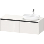 Duravit Ketho.2 Wastafelonderbouwkast - inclusief consoleplaat - met 2 laden - voor waskom rechts - 140x55x45.9cm - met handgrepen antraciet - hoogglans wit SW772916
