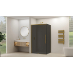 Van Rijn Products ST09 Zijwand tbv hoekcabine - 98x200cm - grijs rookglas - Messing Geborsteld SW1178023