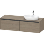 Duravit Ketho.2 Wastafelonderbouwkast - inclusief consoleplaat - met 2 laden - voor waskom rechts - 160x55x45.9cm - met handgrepen antraciet - eiken terra mat SW773022