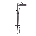 Fortifura Calvi Regendoucheset - thermostatisch - 30cm hoofddouche - metalen slang - staaf handdouche - draaibare baduitloop - mat zwart SW1592493