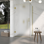 Fortifura Galeria Douchecabine - 90x80x200cm - scharnieren - deurgreep - vlak - gesatineerd veiligheidsglas - Geborsteld messing PVD (Goud) SW1222301