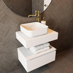 Mondiaz TOP 30 Plan sous vasque - 50x30x12cm - compatible comme plan de meuble - solid surface - Talc SW1025184