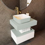 Mondiaz TOP 46 Plan vasque - 40x41x12cm - adapté pour plaque de recouvrement - Solid surface - Greey SW1024780