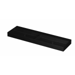 INK United lavabo - 160x45x11cm porcelaine double avec 2 trous de robinetterie incl. bouchon clic en porcelaine et système de trop-plein caché - noir mat SW955994
