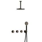 Hotbath Cobber inbouw regendoucheset – Ø20 cm hoofddouche – 15 cm plafondbuis – 3-standen ronde handdouche – verouderd IJzer mat/glans SW677620