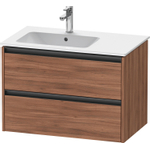 Duravit Ketho.2 Wastafelonderbouwkast - met 2 laden - voor waskom links - 81x48x54.9cm - met grepen antraciet - noten mat SW772422