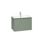 Crosswater Vergo ensemble de meubles de salle de bain - 69.8x47.6x45.5cm - 1 lavabo en marbre minéral blanc - 1 tiroir - vert sauge SW911008