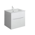Crosswater Glide II Ensemble de meuble - 50x45x52cm - 2 tiroirs - sans poignées - Blanc brillant - lavabo blanc - 1 trou de robinet SW877005