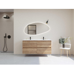 HR badmeubelen Infinity XXL 3D Ensemble meuble de salle de bains - 140 cm - 2 lavabos en céramique gala blanc - 2 trous de robinetterie - 4 tiroirs - chêne français SW863530