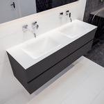Mondiaz VICA Meuble Dark grey avec 4 tiroirs 150x50x45cm vasque lavabo Cloud double sans trou de robinet SW409852