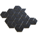 La Mosaic Factory Paris carreau mosaïque - 26,6x30,5cm - carrelage mural - Porcelaine Noir Brillant SW75888