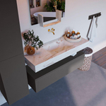 Mondiaz ALAN-DLUX Ensemble de meuble - 120cm - meuble Dark grey mat - 1 tiroir - Lavabo Cloud Frappe suspendu - vasque Centre - 0 trous de robinet SW805168