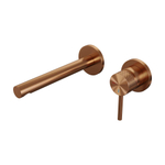 Brauer Copper Carving Wastafelmengkraan inbouw - rechte uitloop links - hendel lang smal carving- model A 1 - PVD - geborsteld koper SW715524