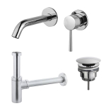 Fortifura Calvi Wastafelkraanset - inbouw wastafelkraan - always open plug - design - sifon - hoogglans chroom SW911739
