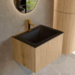 MONDIAZ KURVE 60cm Meuble salle de bain - couleur Oak - 1 tiroir - vasque CLOUD centre - 1 trou de robinet - Urban SW1138339