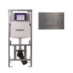 Geberit Inbouwreservoir UP320 met QeramiQ metal bedieningsplaat - dualflush - rechthoekige knoppen - metaal gunmetal SW976076