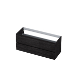 INK Wastafelonderkast - 120x45x52cm - 2 lades - greeploos - met houten keerlijst - MFC - Houtskool eiken SW207417
