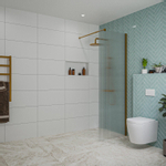 Fortifura Galeria inloopdouche - 70x200cm - ribbelglas - wandarm - PVD - geborsteld koper SW877068