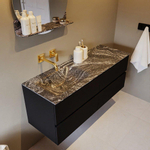 Mondiaz VICA-DLUX ensemble de meuble de salle de bain - 130cm - meuble sous-vasque urban - 4 tiroirs - lavabo encastré cloud gauche - sans trous de robinet - miroir modèle spot - version XL 60cm de haut - lave SW1098030