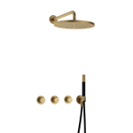 Hotbath Cobber ensemble de douche pluie encastré – douche de tête Ø 30 cm – douchette bâton 1 jet – laiton brossé SW677654