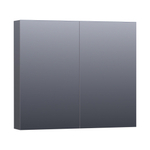 BRAUER Dual Armoire de toilette 80x70x15cm éclairage intégré rectangulaire 2 portes pivotantes MDF Gris brillant SW371756