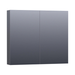 BRAUER Dual Spiegelkast - 80x70x15cm - 2 links- rechtsdraaiende spiegeldeur - MDF - hoogglans grijs SW371756