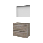 Basic-Line Ultimate 46 ensemble de meubles de salle de bain 80x46cm sans poignée 2 tiroirs plan de toilette miroir éclairage mfc scotch oak SW639220