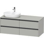 Duravit Ketho.2 Wastafelonderbouwkast - inclusief consoleplaat - met 4 laden - voor waskom links - 140x55x56.8cm - met handgrepen antraciet - betongrijs mat SW772050
