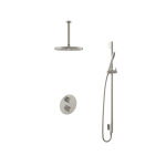 Hotbath Buddy IBS - Regendoucheset - 30cm plafondarm - 30cm ronde hoofddouche - staafhanddouche - glijstang - 2-weg-omstel - geborsteld nikkel (RVS) SW298861