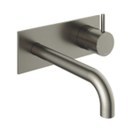 Hotbath Cobber kit d'habillage pour mitigeur lavabo encastré avec plaque de fond et bec de 18 cm nickel brossé SW229669