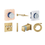 GROHE SmartControl Set de douche encastrable - robinet melangeur - douche rectangulaire 31cm - 2 voies - douchette stick - robinet melangeur - flexible 175cm - cool sunrise brossé (or) SW999899