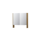 INK SPK3 Armoire de toilette - 80x14x74cm - 2 portes - miroir double face - étagère ouverte - interrupteur et prise - placage MDF Naturel SW440263