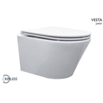 Wiesbaden Vesta junior wandcloset rimless verkort met Flatline toiletzitting softclose en quick release glans wit SW373867