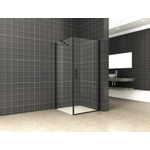 Wiesbaden Salone cabine avec 1 porte battante 1000 x 1000 x 2000 x 8 mm verre clair nano/noir mat SW545131