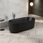 Zeza Nuo Baignoire îlot - 170x80x58cm - rainuré - avec évacuation - noir mat SW1408465