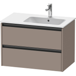 Duravit Ketho.2 Wastafelonderbouwkast - met 2 laden - voor waskom rechts - 81x48x54.9cm - met grepen antraciet - basalt mat SW771885