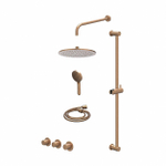 IVY Bond Ensemble de douche pluie - encastré - symmetry - 2 robinets d'arrêt - bras mural 40 cm - douche de tête medium 30 cm - barre de douche avec sortie - flexible de douche 150 cm - douchette 3 jets - Cuivre brossé mat PVD SW1034020