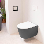 Mondiaz LAVIE hangtoilet – spoelrandloos – 36 x 53 cm – met softclose zitting – Dark grey (grijs), zitting Talc (wit) SW1208755